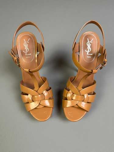 YSL NUDE PATENT LEATHER STRAPPY HEELS WRAP AROUND… - image 1