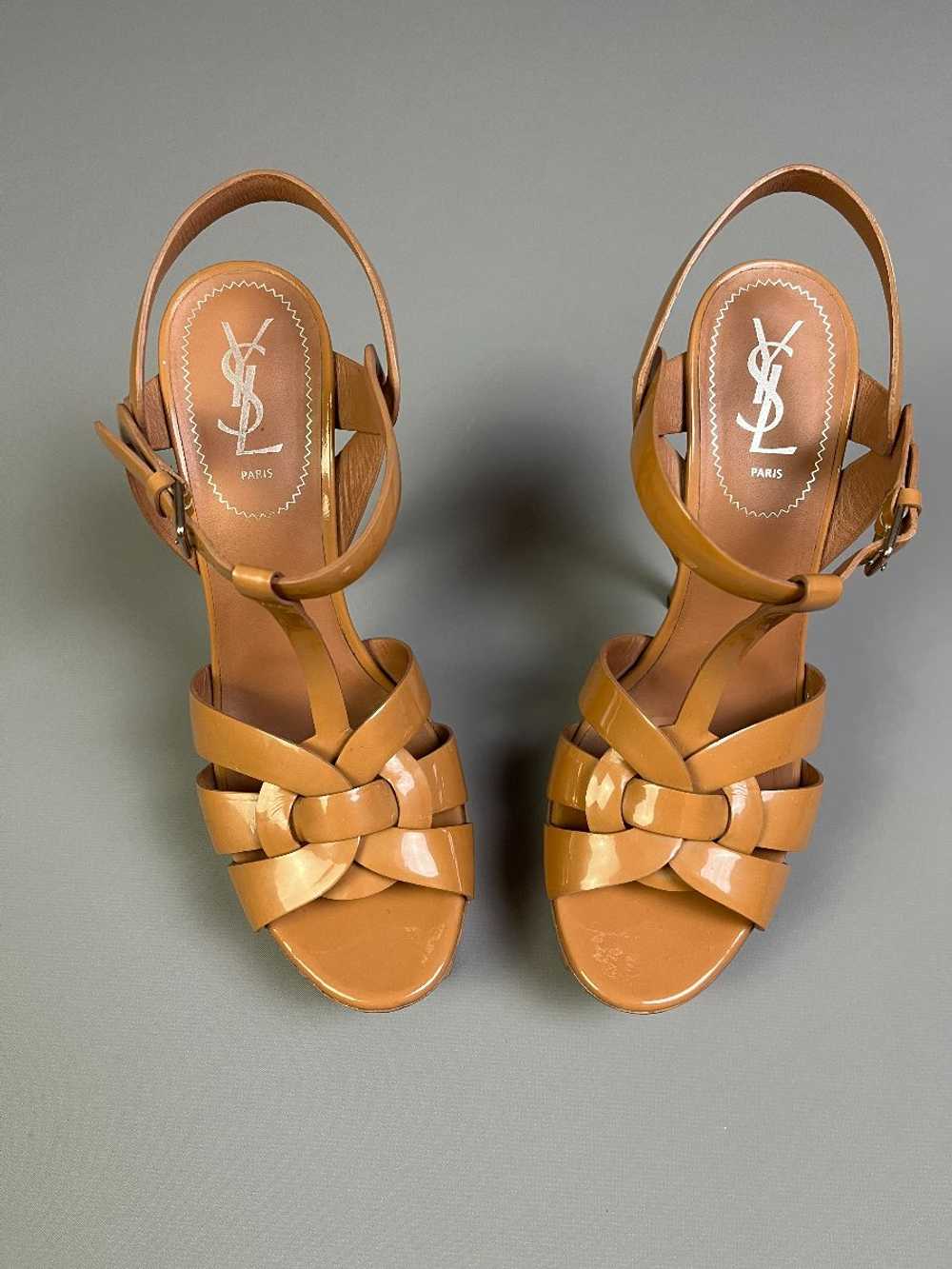 YSL NUDE PATENT LEATHER STRAPPY HEELS WRAP AROUND… - image 4
