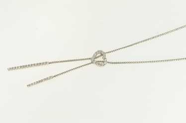 18K 0.75 Ctw Diamond Heart Lavalier Bar Necklace … - image 1