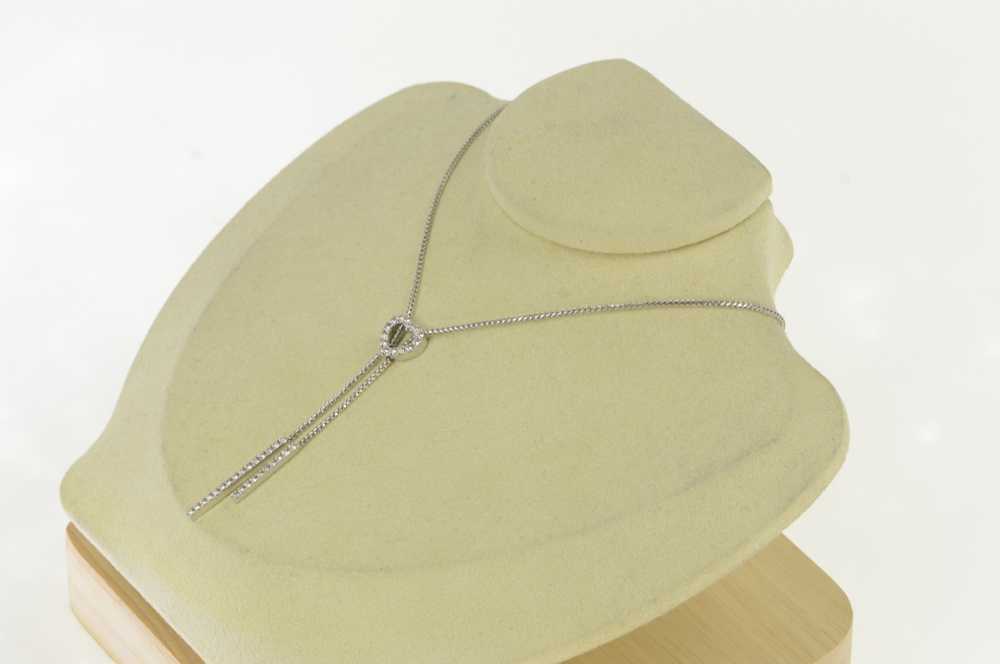 18K 0.75 Ctw Diamond Heart Lavalier Bar Necklace … - image 6