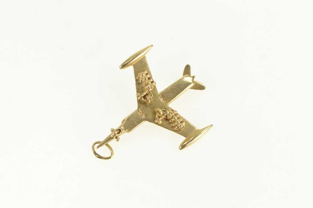 14K 3D Articulated Vintage Air Plane Travel Charm… - image 2