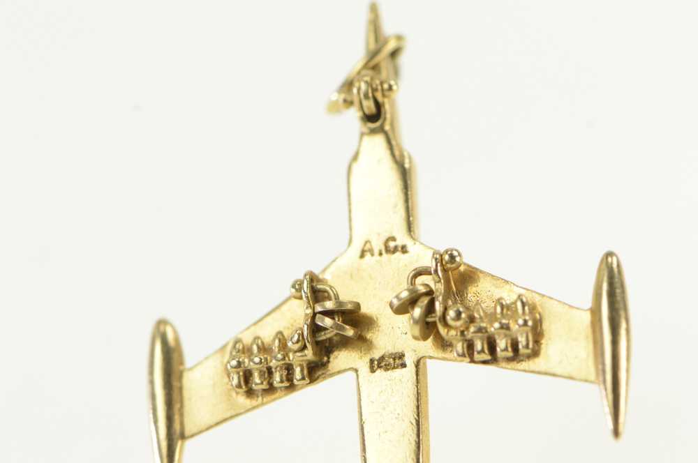 14K 3D Articulated Vintage Air Plane Travel Charm… - image 3