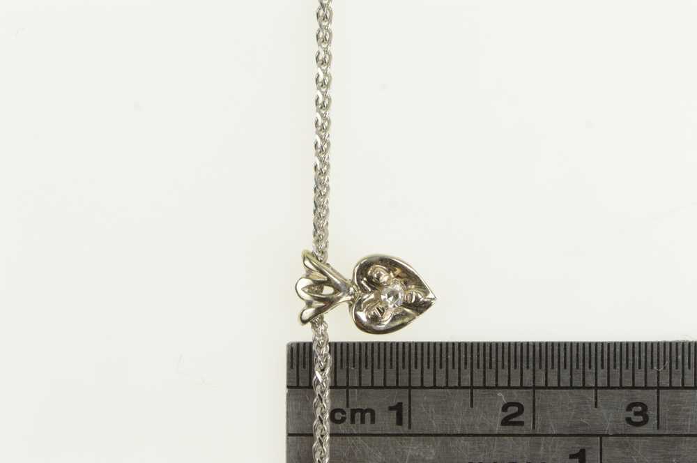 14K 1950's Diamond Heart Wheat Chain Necklace 16.… - image 4