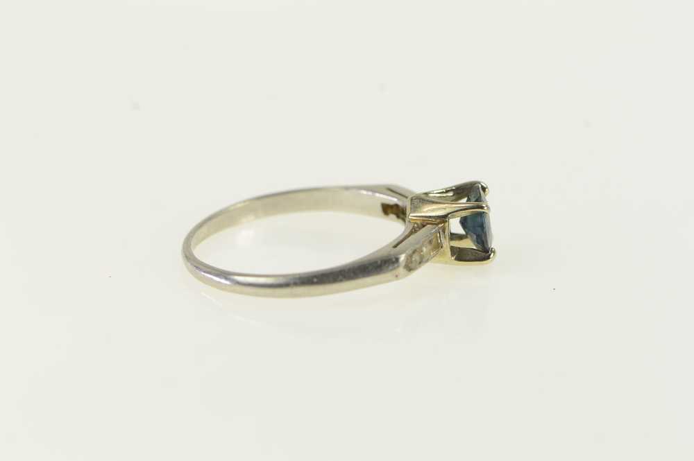 Platinum 0.55 Ctw Sapphire Diamond Engagement Rin… - image 2