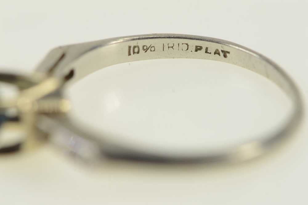 Platinum 0.55 Ctw Sapphire Diamond Engagement Rin… - image 3