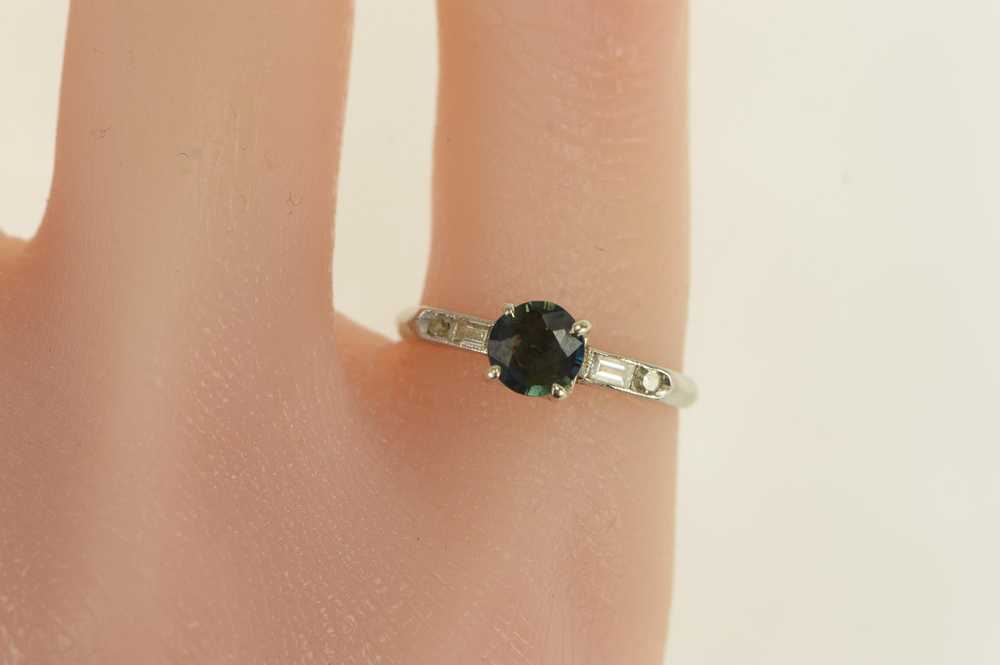 Platinum 0.55 Ctw Sapphire Diamond Engagement Rin… - image 5