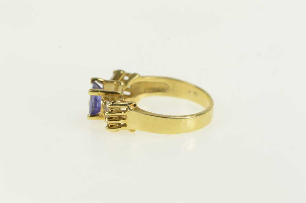 14K Cushion Tanzanite Diamond Engagement Ring Yel… - image 2