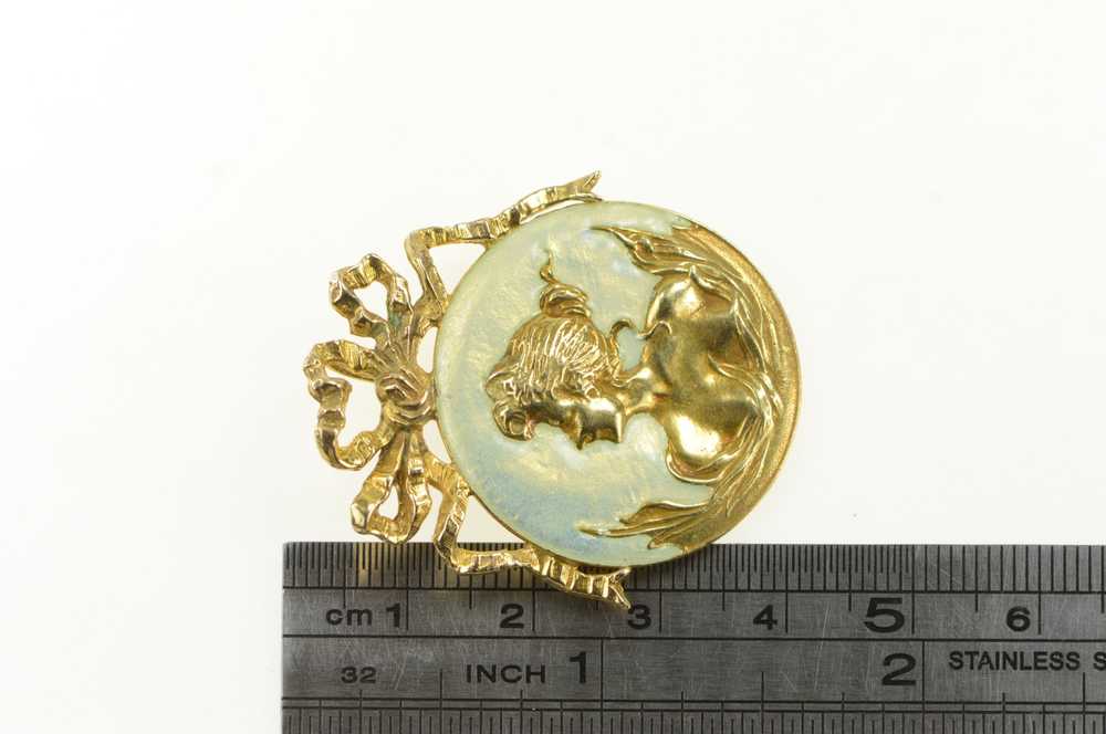 14K Art Nouveau Cloisonne Enamel Ornate Pendant/P… - image 4