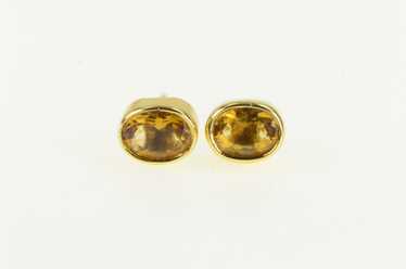 14K Citrine Stud Vintage Earrings Yellow Gold *97 - image 1