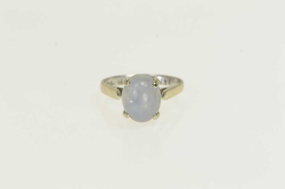14K Oval Moonstone Cabochon Vintage Ring White Go… - image 1