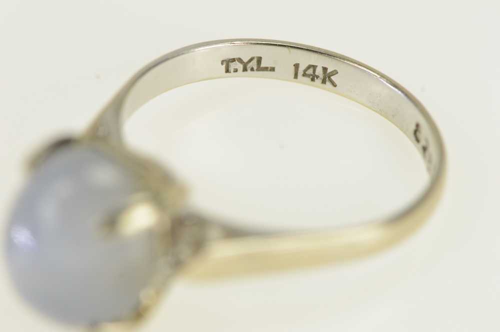 14K Oval Moonstone Cabochon Vintage Ring White Go… - image 3
