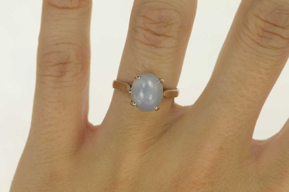 14K Oval Moonstone Cabochon Vintage Ring White Go… - image 5