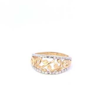 10K Two Tone Domed Scroll Filigree Graduated Band… - image 1