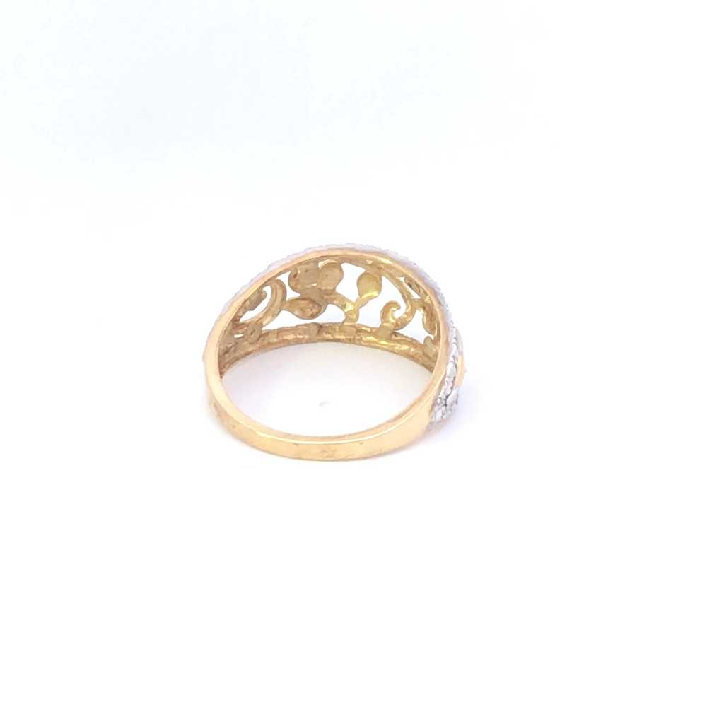 10K Two Tone Domed Scroll Filigree Graduated Band… - image 3