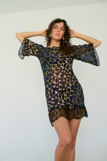Vintage David Antonio Printed Silk Chiffon Dress … - image 1