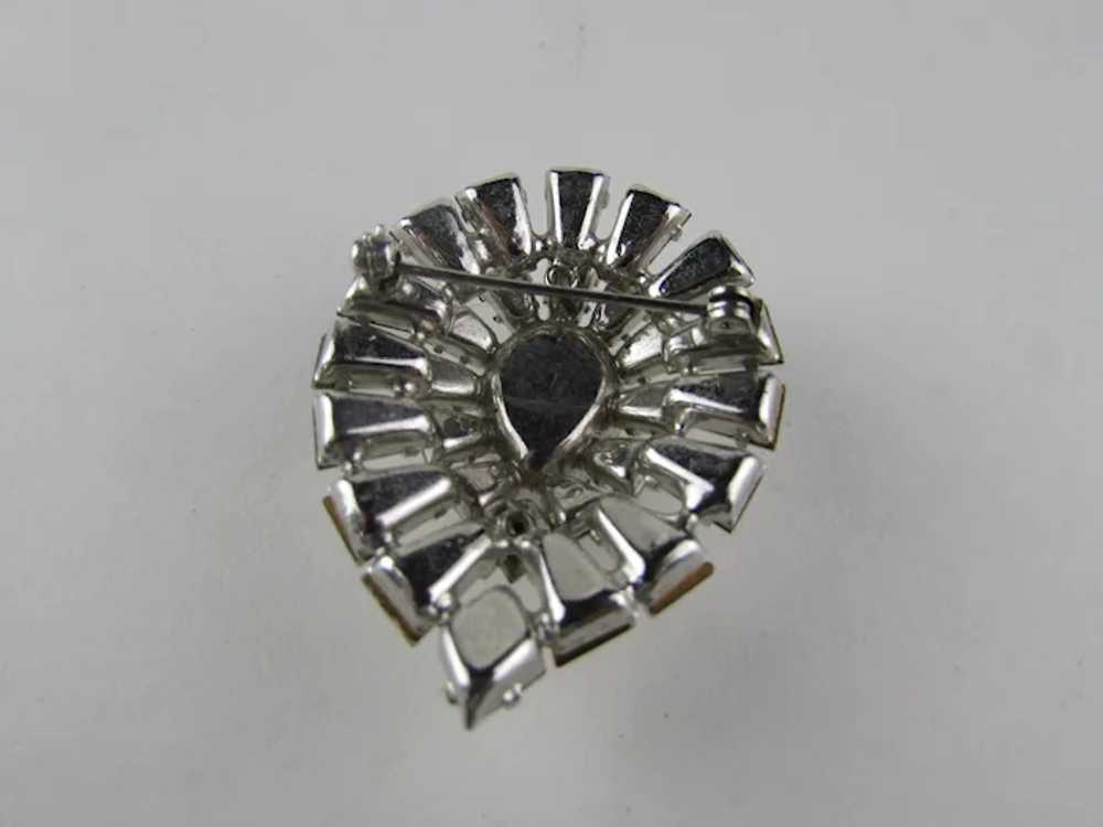 Vintage Clear Crystal Pin In Silver Tone Frame - image 5