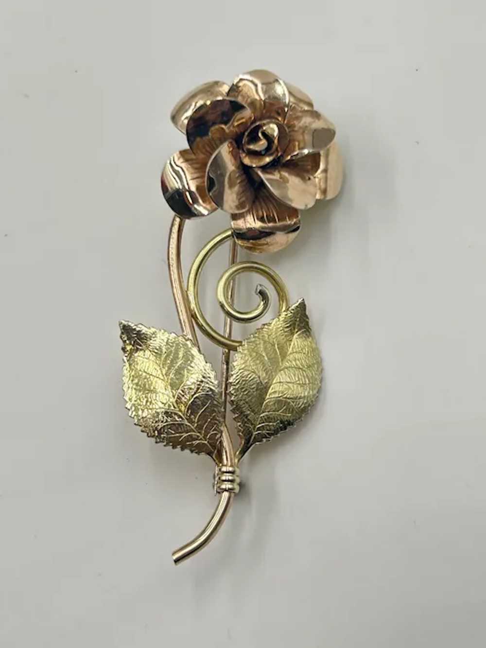 Vintage Signed DIANA Krementz Rose Flower Pin Bro… - image 2