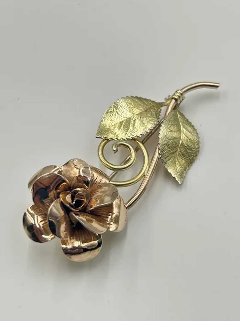 Vintage Signed DIANA Krementz Rose Flower Pin Bro… - image 5