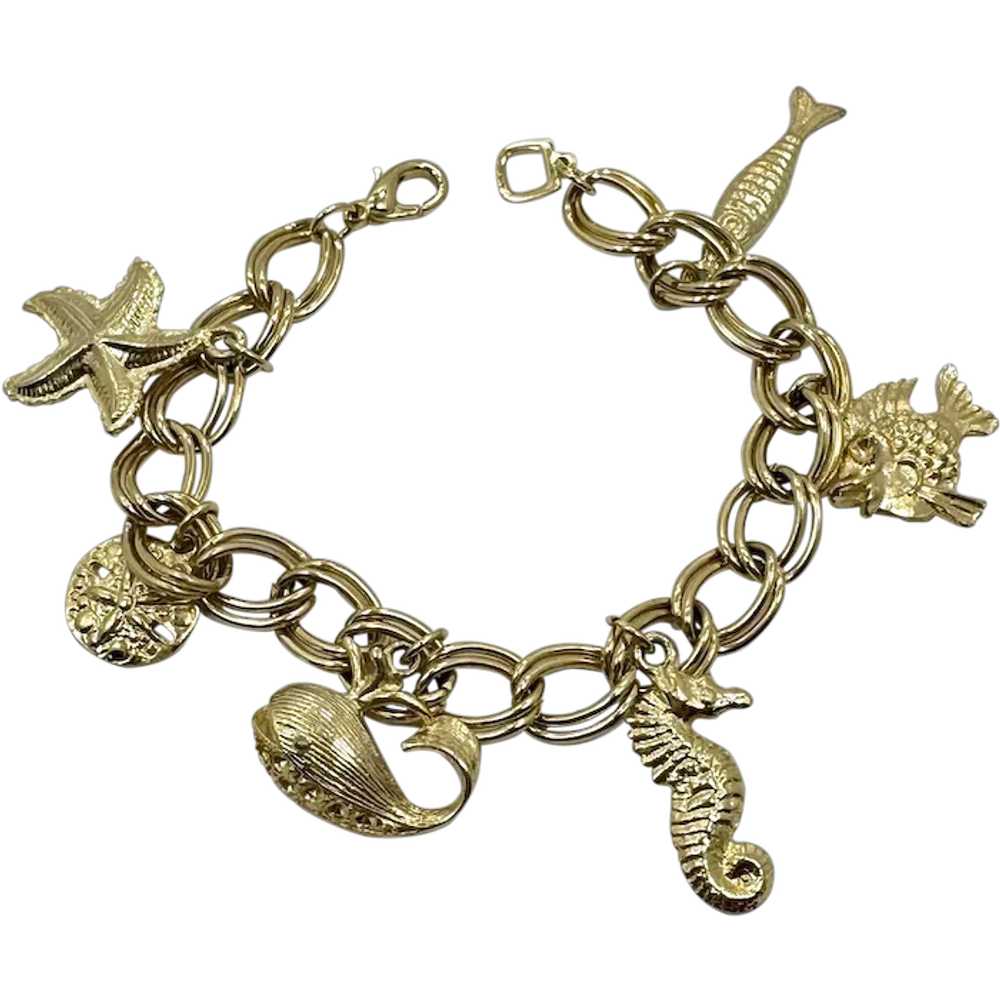 Beach Bracelet, Starfish, Seashell, Charm Bracele… - image 1