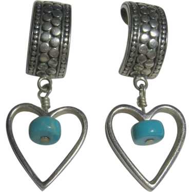 925 Sterling Jay King Heart Dangle Turquoise Pier… - image 1