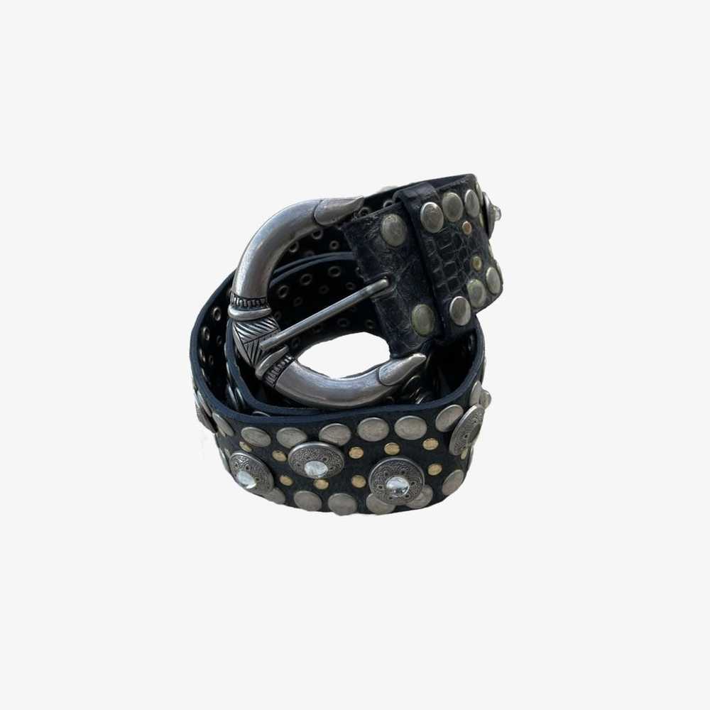Nanni Italy Silver Metal Ladies Designer Black snake Leather Belt 30 “  Vintage