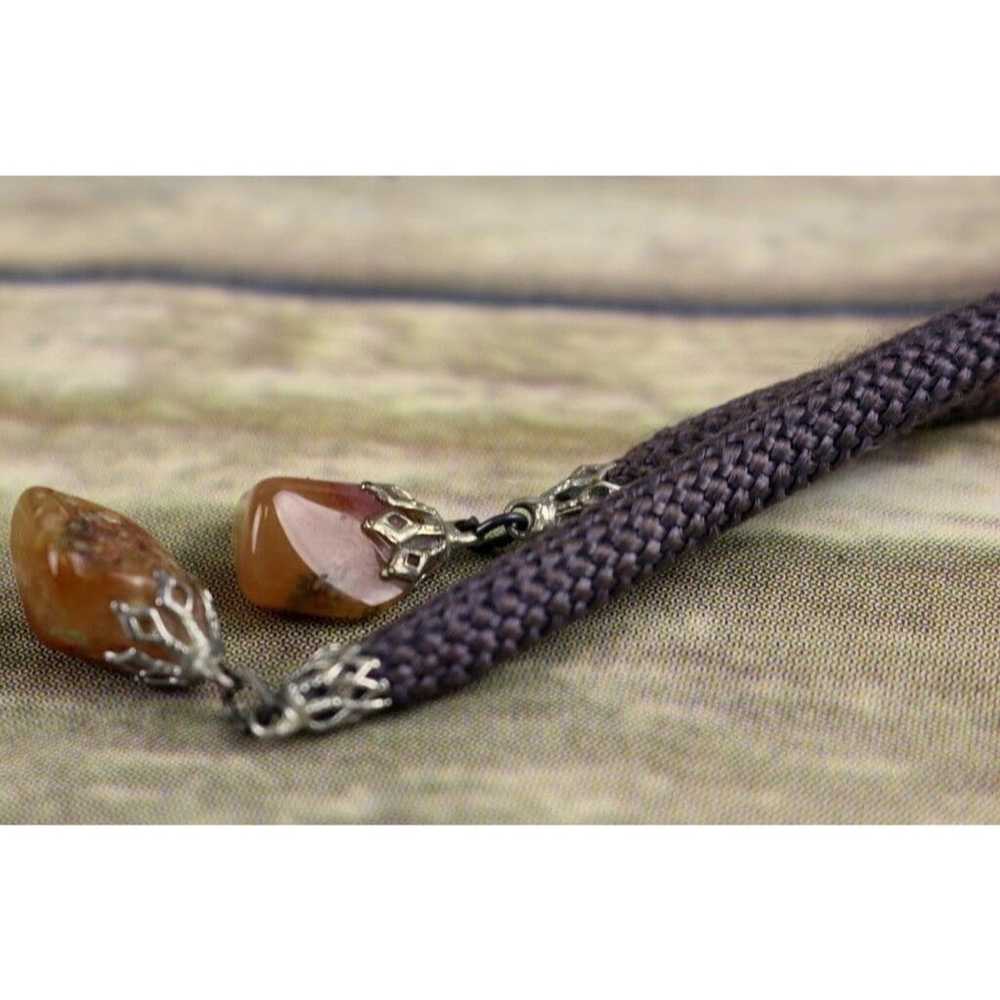 Vintage Brown Lapidary Stone Bolo Tie Cowboy Vtg … - image 10