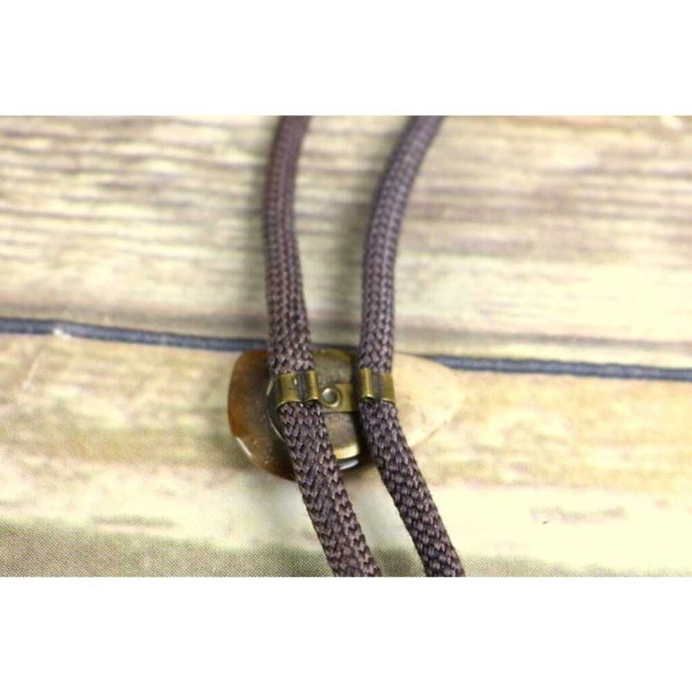 Vintage Brown Lapidary Stone Bolo Tie Cowboy Vtg … - image 7