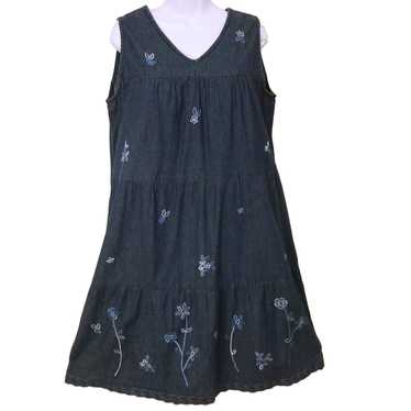 Other × Vintage 90s Denim Jumper Pinafore Dress -… - image 1