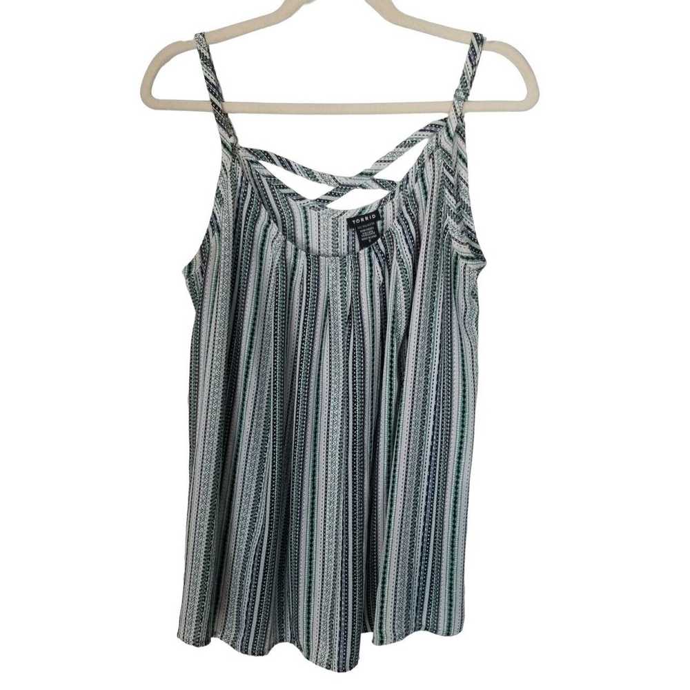 Other Torrid Womens 0X Green Striped Sleeveless P… - image 2