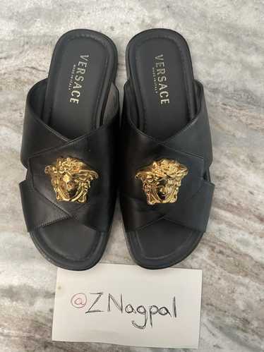 Versace Versace leather slides with the big gold M