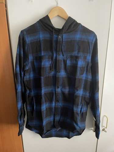 Pacsun PacSun Hooded Flannel Hoodie Blue Black