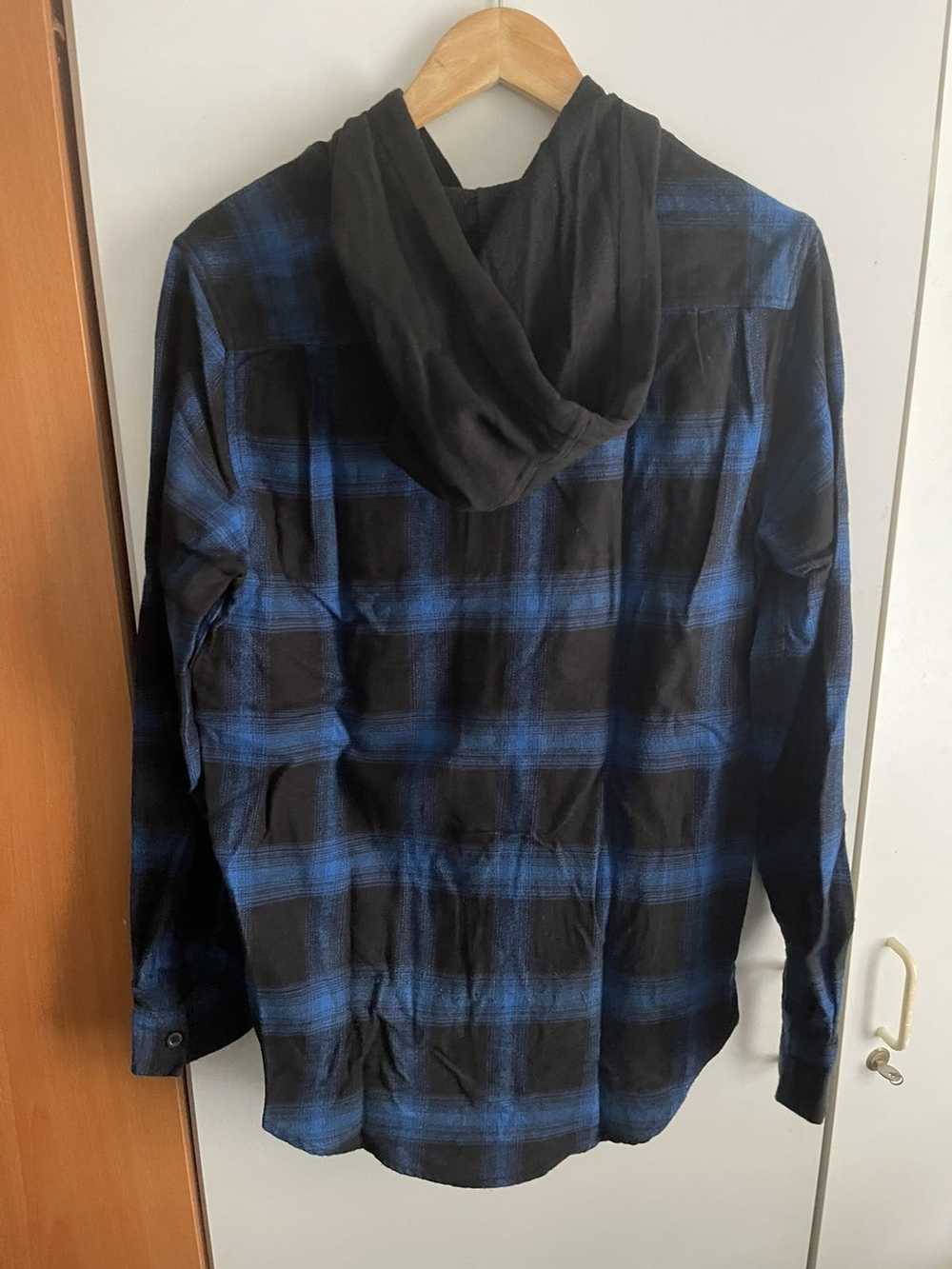 Pacsun PacSun Hooded Flannel Hoodie Blue Black - image 2