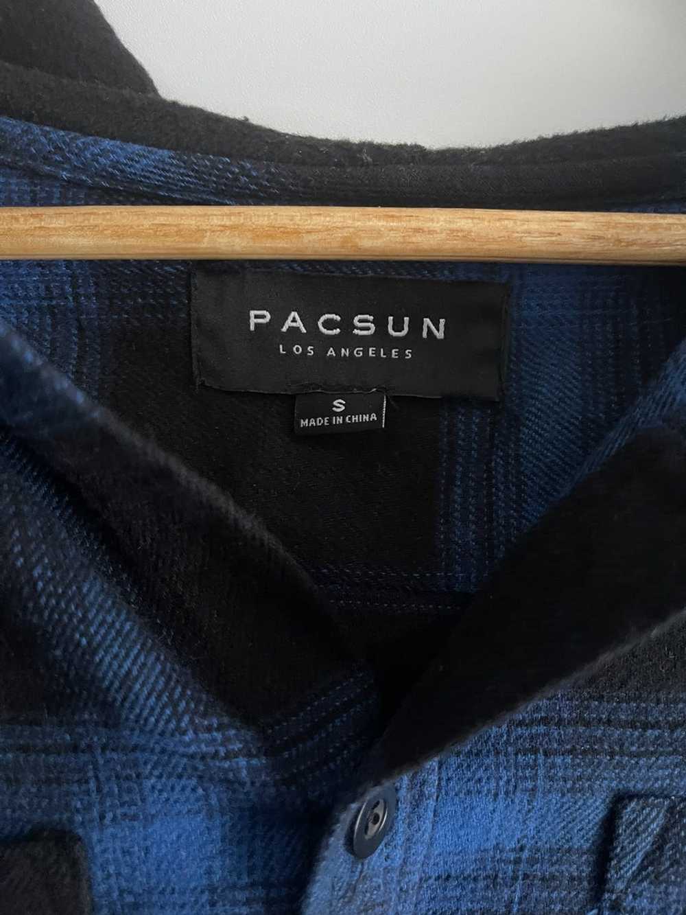 Pacsun PacSun Hooded Flannel Hoodie Blue Black - image 3