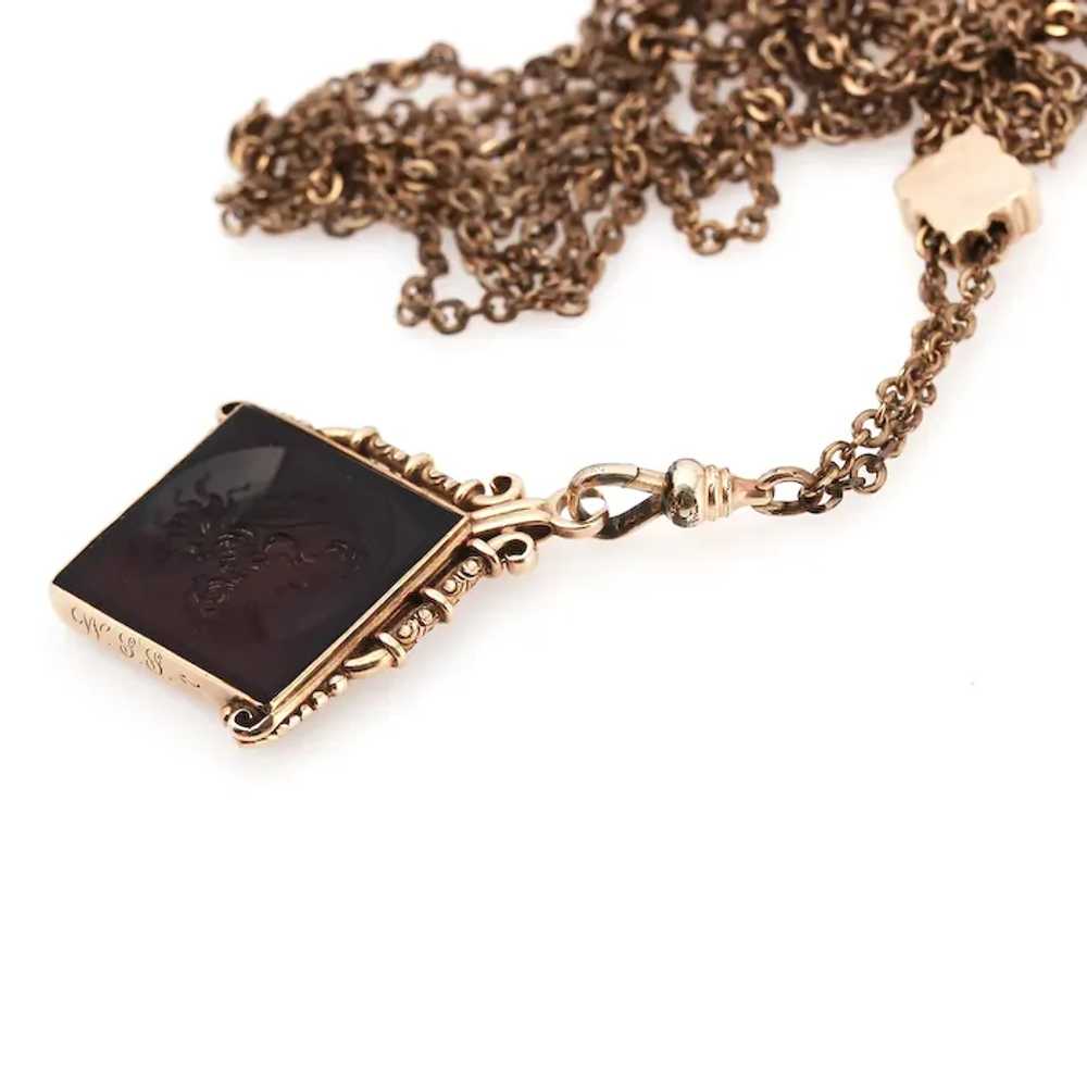 Victorian 14K Ornate Fob Necklace with 24” Gold F… - image 7