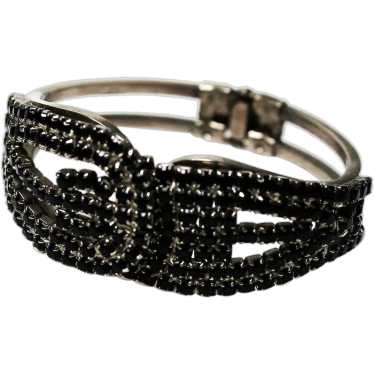 Juliana Black Rhinestone Clamper Bracelet