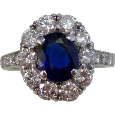 Vintage Estate Tiffany Sapphire & VS Diamond Enga… - image 1