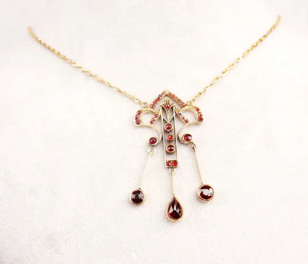 Antique Art Nouveau Imperial Russian Garnet Penda… - image 2