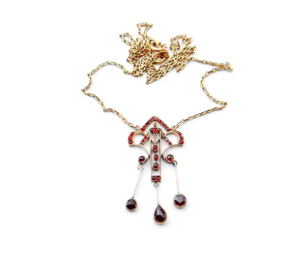 Antique Art Nouveau Imperial Russian Garnet Penda… - image 3