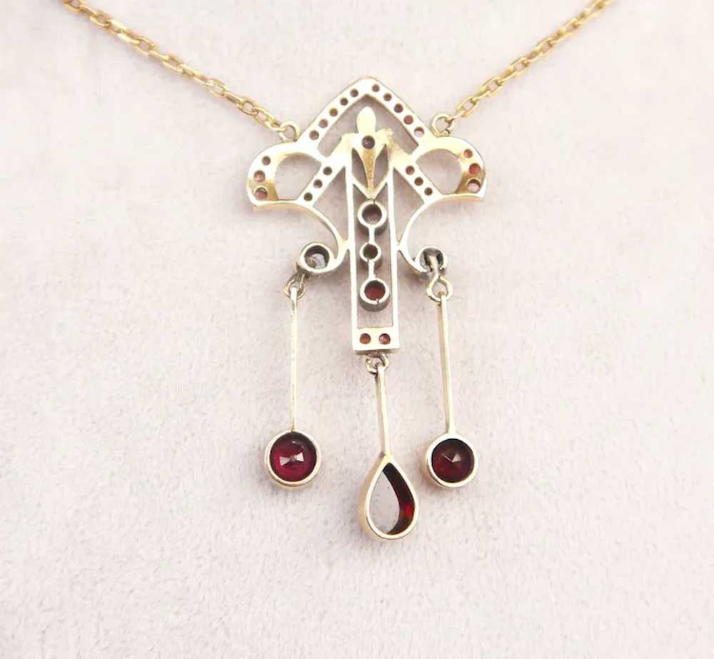 Antique Art Nouveau Imperial Russian Garnet Penda… - image 4