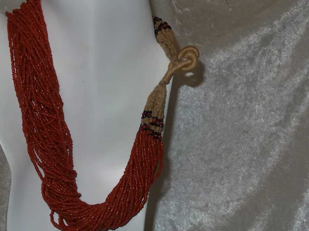 Ethnic Red Coral Multi Strand Necklace - image 3