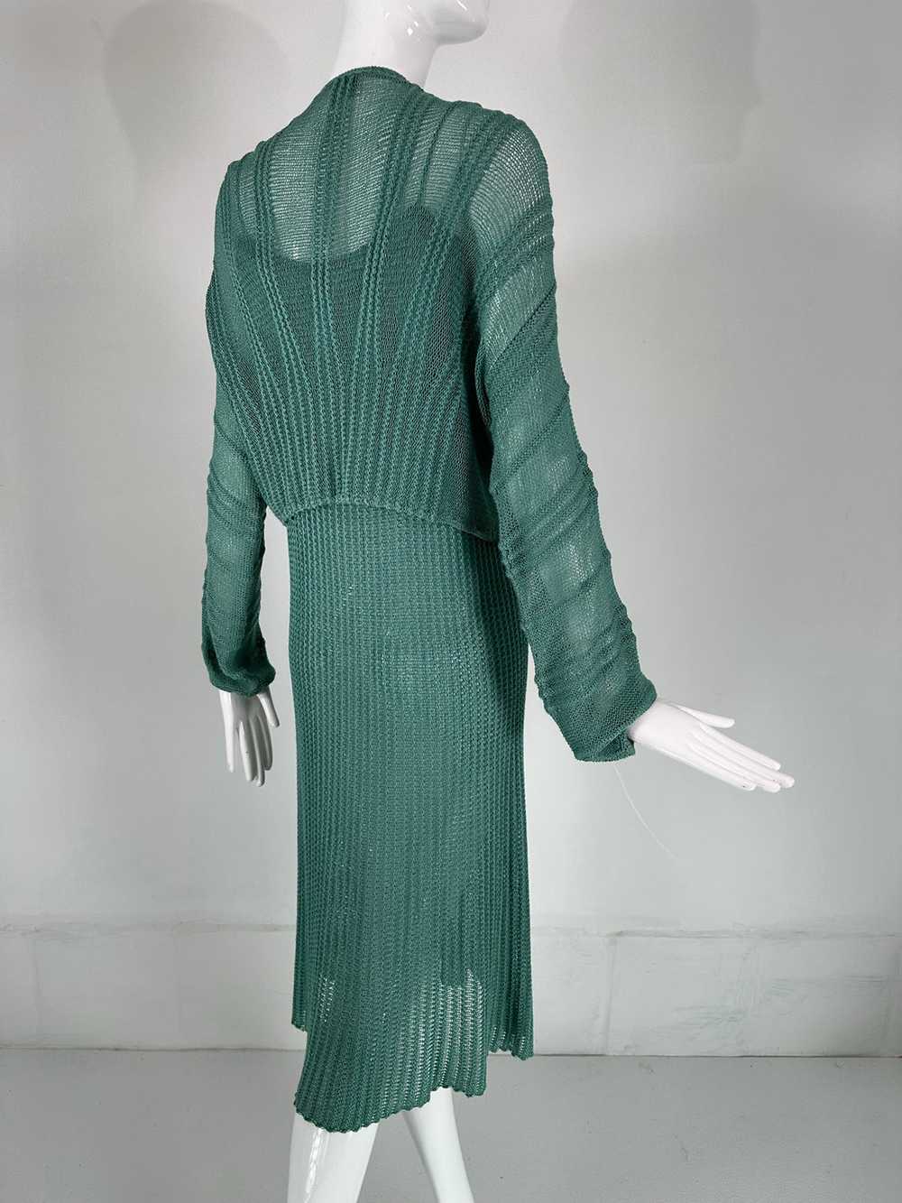 Mary Farrin London Aqua Cotton Crochet Slip Dress… - image 11
