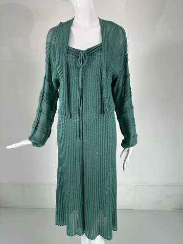 Mary Farrin London Aqua Cotton Crochet Slip Dress 