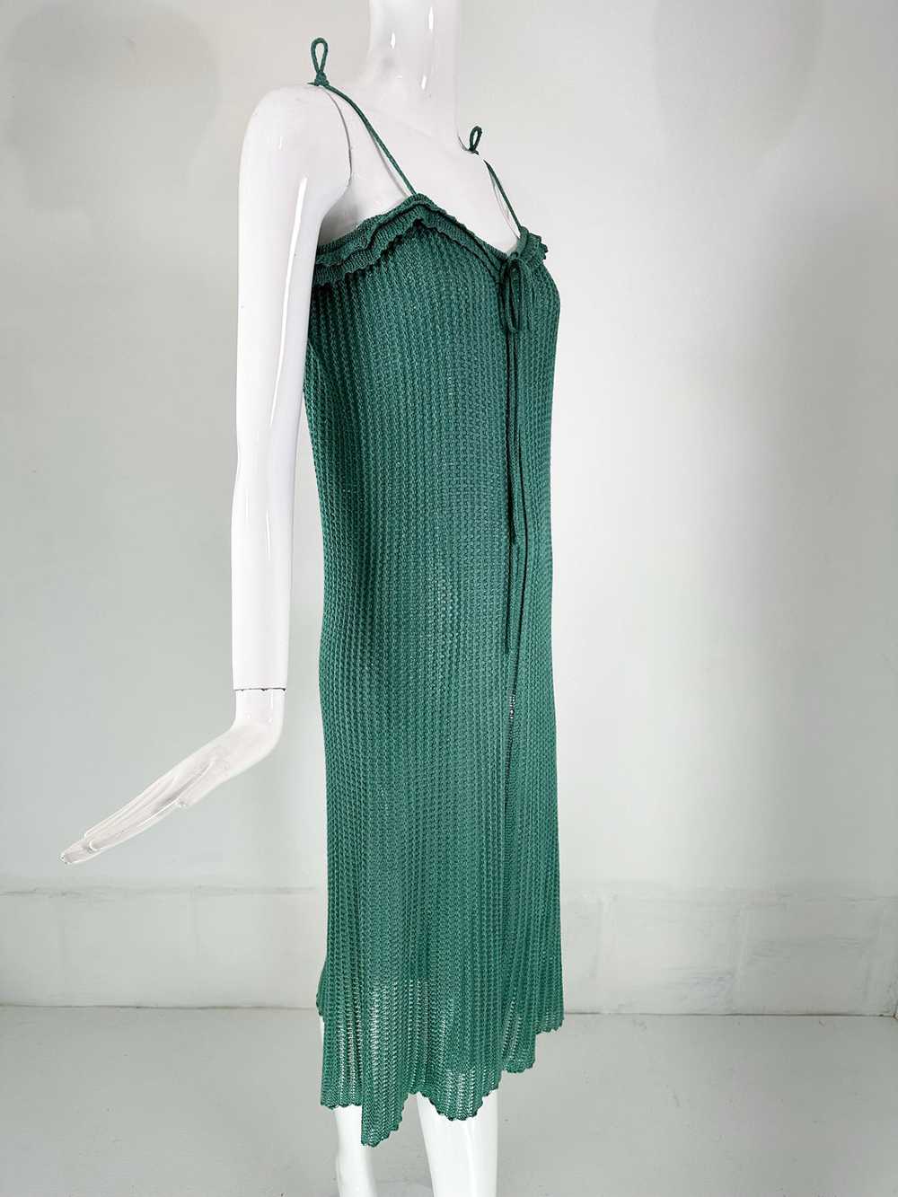 Mary Farrin London Aqua Cotton Crochet Slip Dress… - image 4