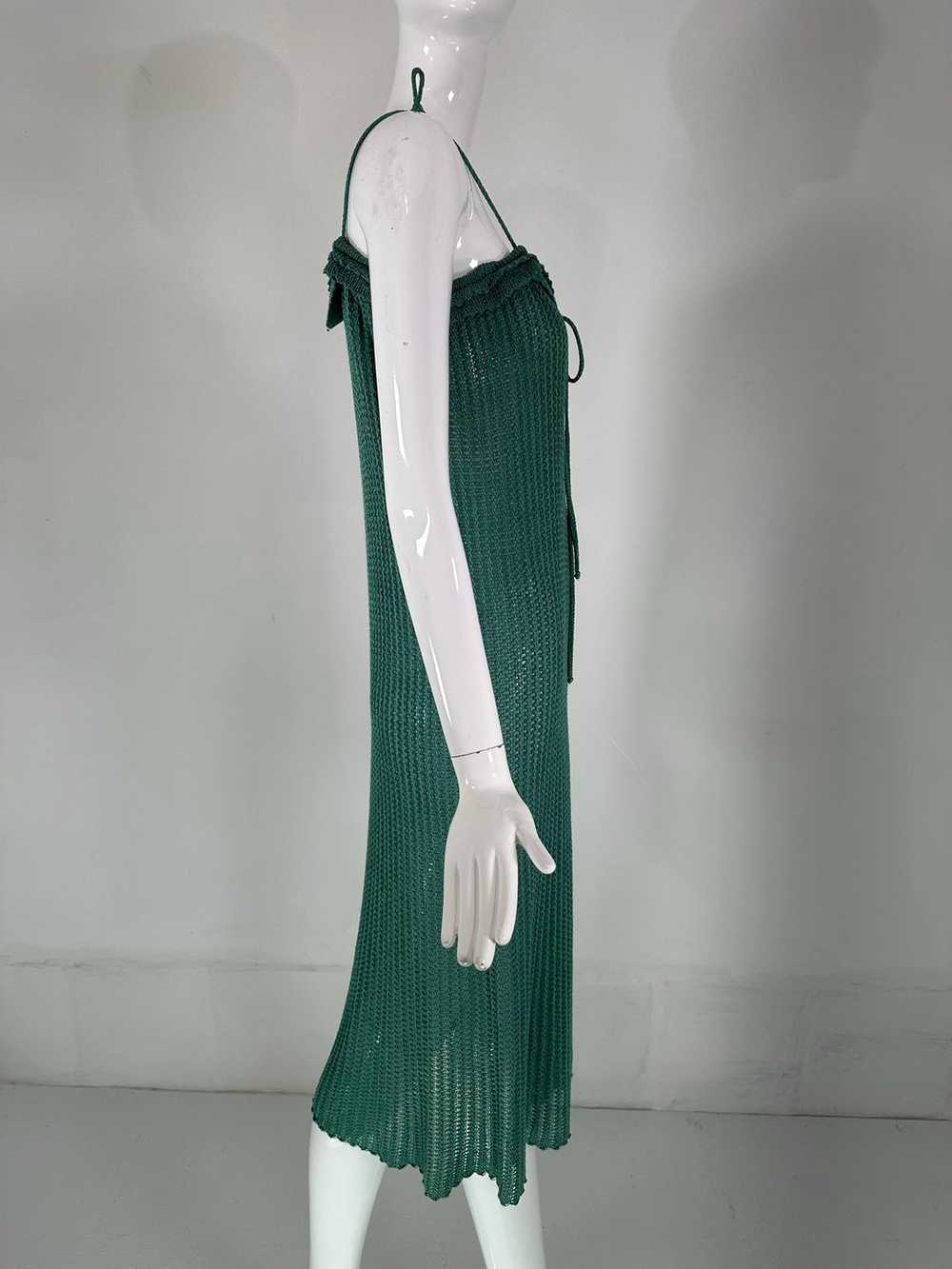 Mary Farrin London Aqua Cotton Crochet Slip Dress… - image 5