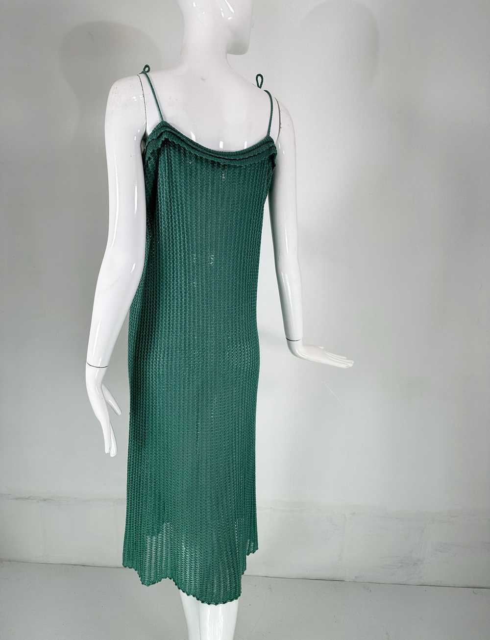 Mary Farrin London Aqua Cotton Crochet Slip Dress… - image 8