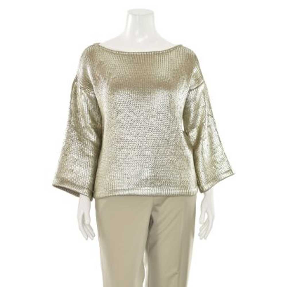 St. John Couture Metallic Glazed Sweater in Natur… - image 1