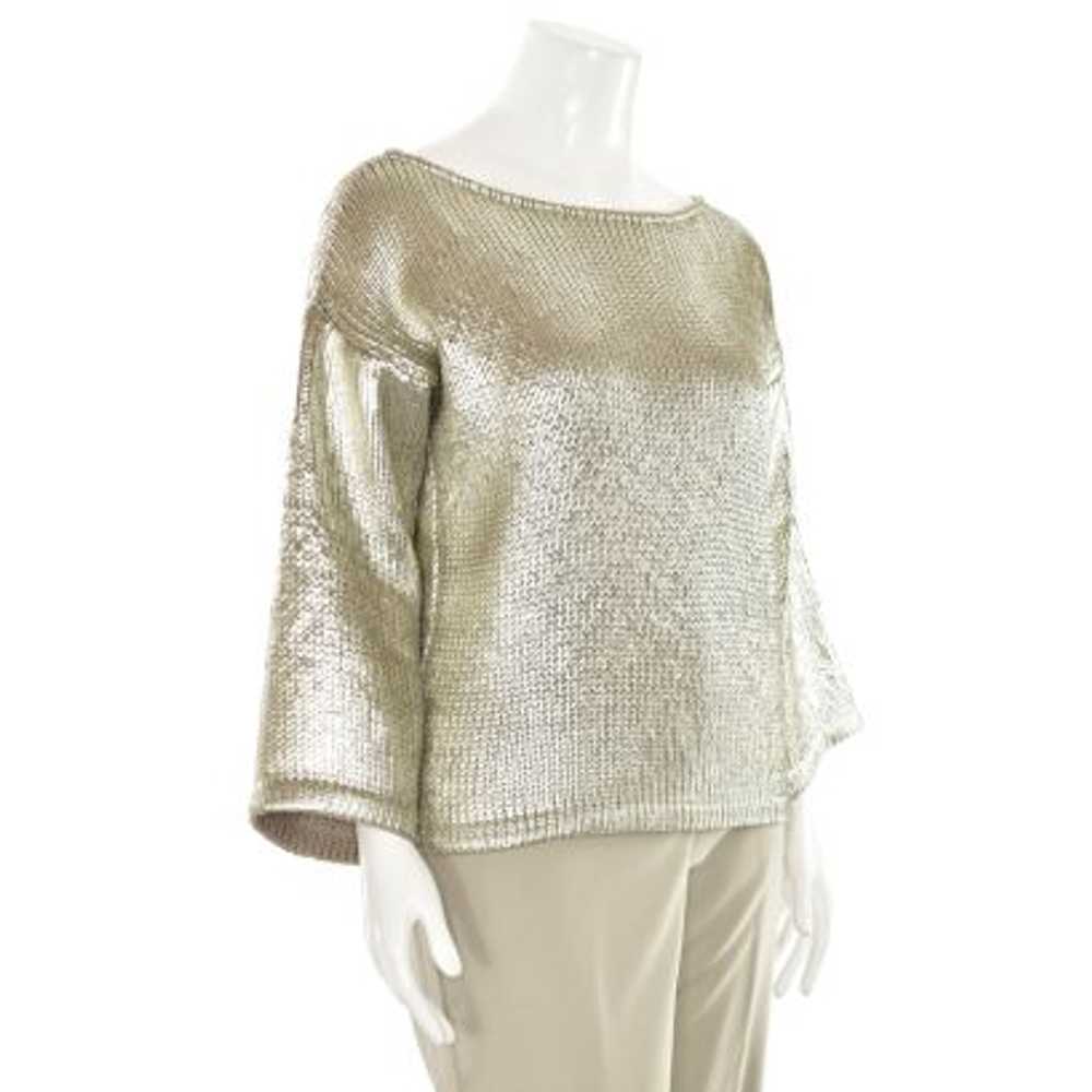 St. John Couture Metallic Glazed Sweater in Natur… - image 2