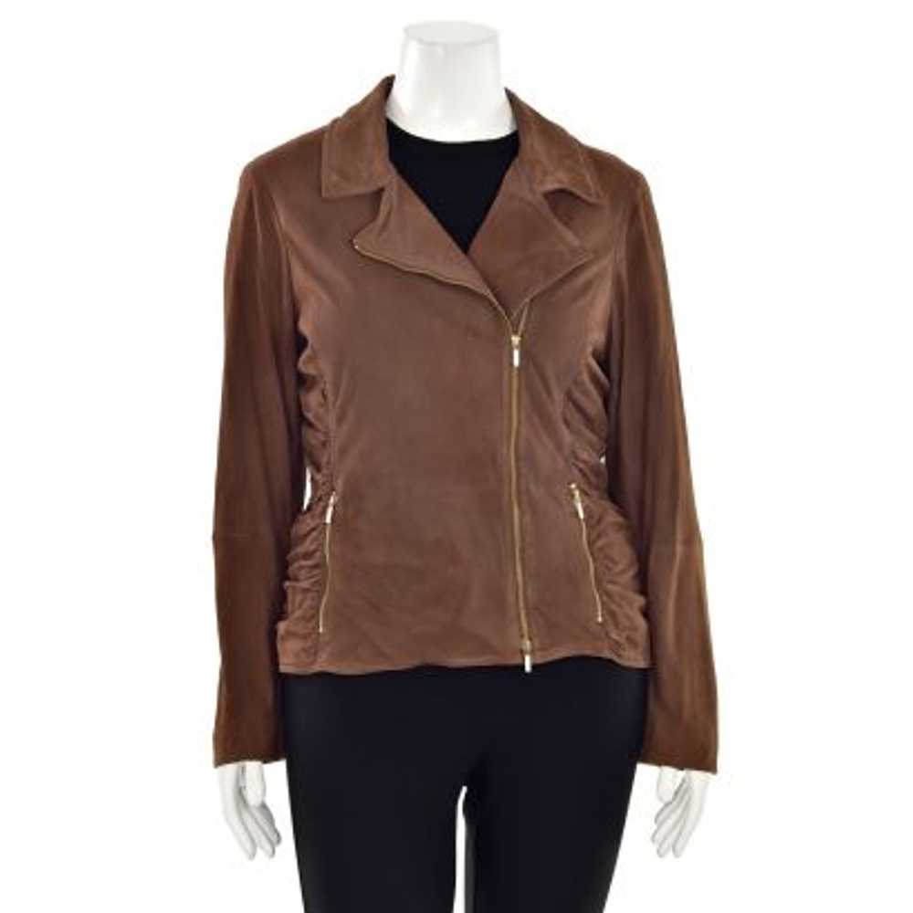 St. John Boutiques Ruched Suede Jacket in Brown - image 1