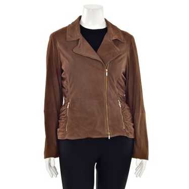 St. John Boutiques Ruched Suede Jacket in Brown - image 1