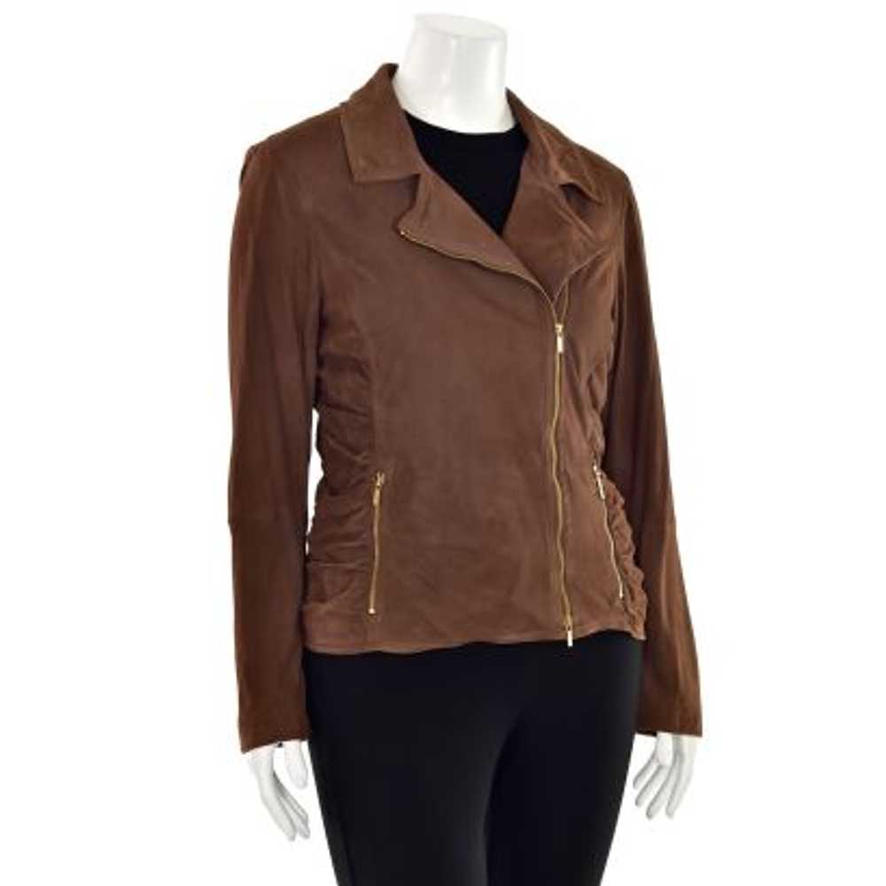 St. John Boutiques Ruched Suede Jacket in Brown - image 3